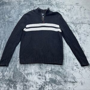 VTG Polo Jeans Co Ralph Lauren Men's XL 1/4 Zip Pullover 100% Cotton Black‎ Grey